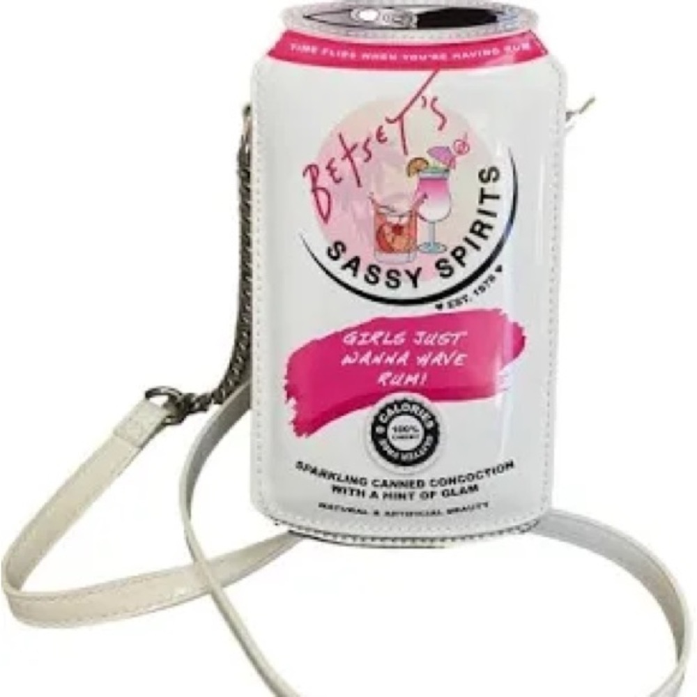Betsey Johnson Beer Can Purse with crossbody strap